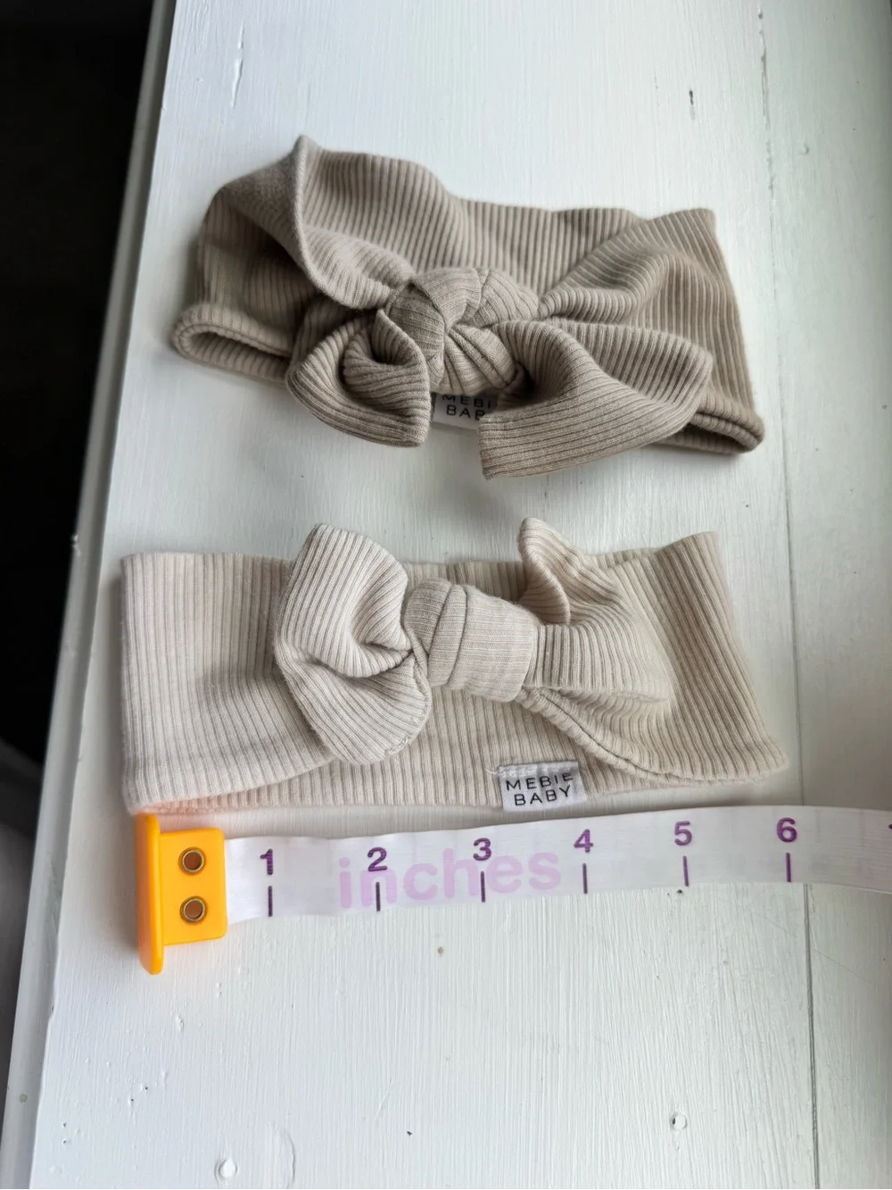 Mebie Baby Ribbed Knot Headband - Beige & Cream